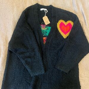 Cozy Black Sweater with Heart Detail